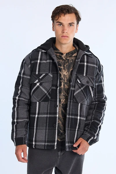 North Western Lined Flannel Hooded Shacket