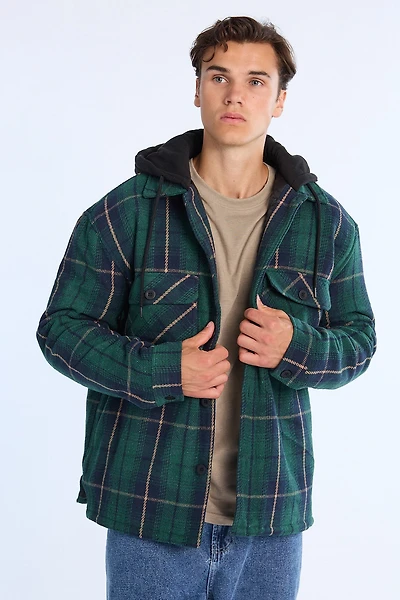 North Western Lined Flannel Hooded Shacket