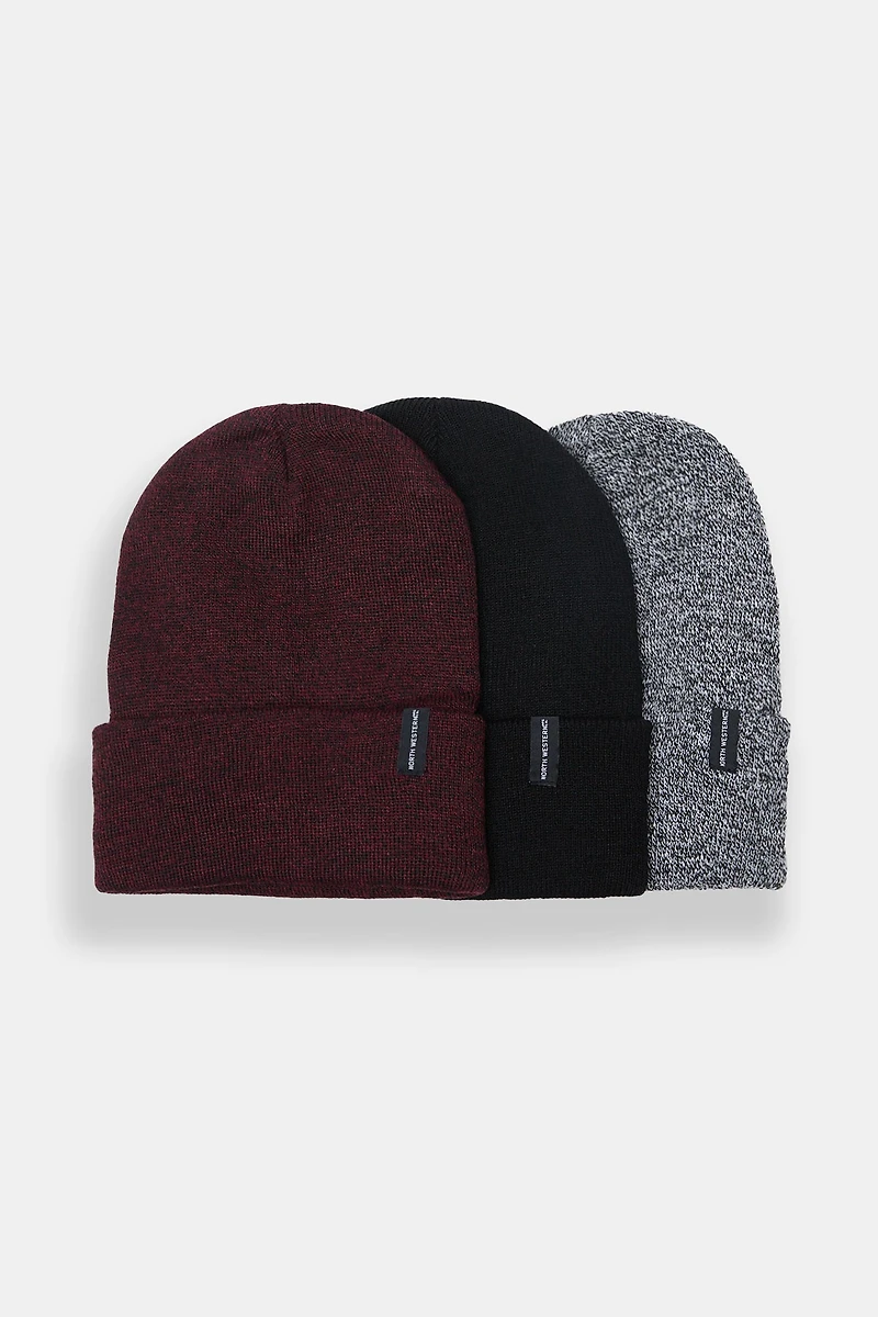 North Western Rolled Cuffed Beanie 3-Pack
