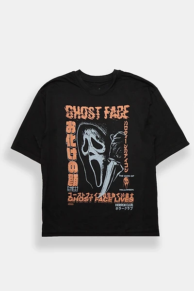 Ghost Face Kanji Graphic Oversized Tee