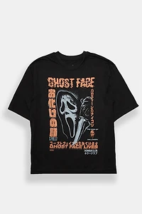Ghost Face Kanji Graphic Oversized Tee