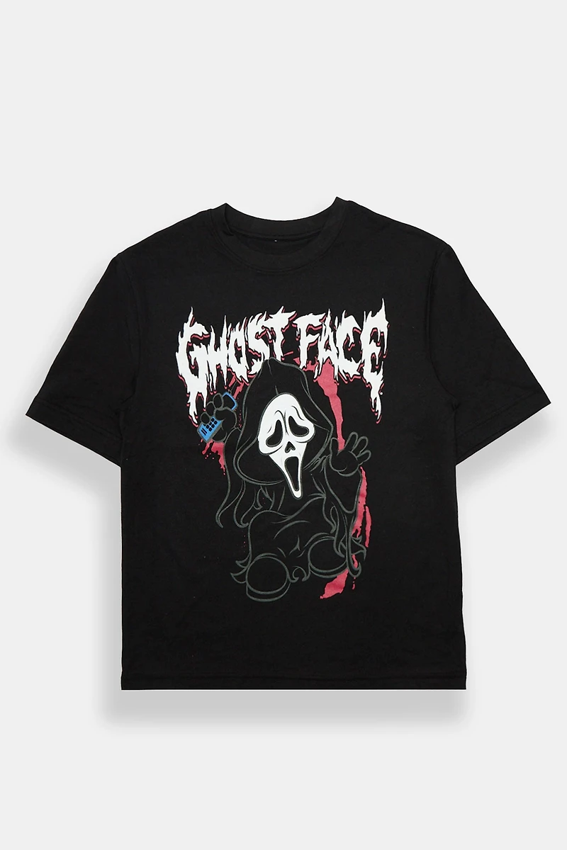 Chibi Ghost Face Graphic Oversized Tee