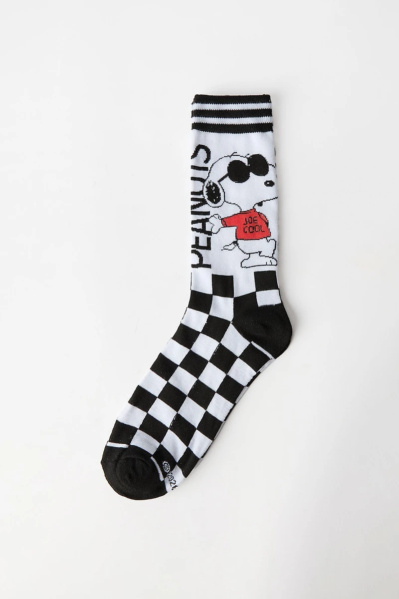 Peanuts Snoopy Checkered Printed Jacquard Crew Socks