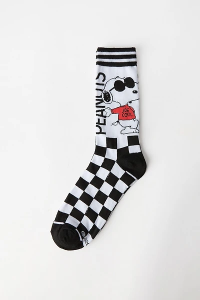 Peanuts Snoopy Checkered Printed Jacquard Crew Socks