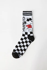 Peanuts Snoopy Checkered Printed Jacquard Crew Socks