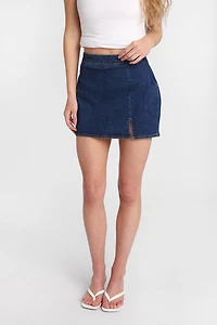 High Rise Denim Skort
