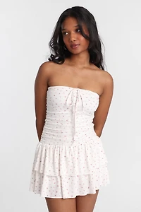 Knit Strapless Tiered Mini Dress