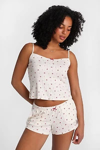 Ensemble débardeur et short pyjama en tricot pointelle imprimé