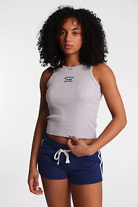 Brooklyn 89 Embroidered Ribbed Knit High Neck Tank Top