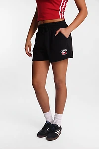 Canada Embroidered Patch Slouchy Fleece Shorts