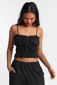 AERO Cotton Tie-Front Peplum Top