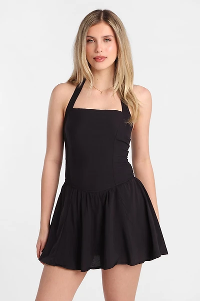 Robe taille basse à corsage bain-de-soleil AERO