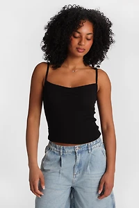 AERO Ribbed Knit Cinched V-Neck Camisole