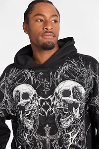 Arsenic Skulls & Cross Graphic Boxy Hoodie