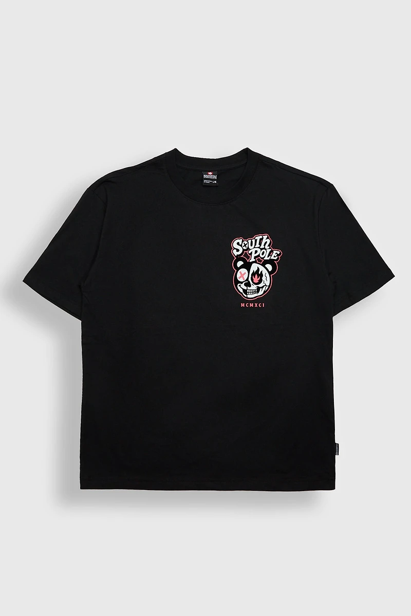 South Pole Stay Fresh Cold Hearts Last Longer Skull Bear Graphic Tee