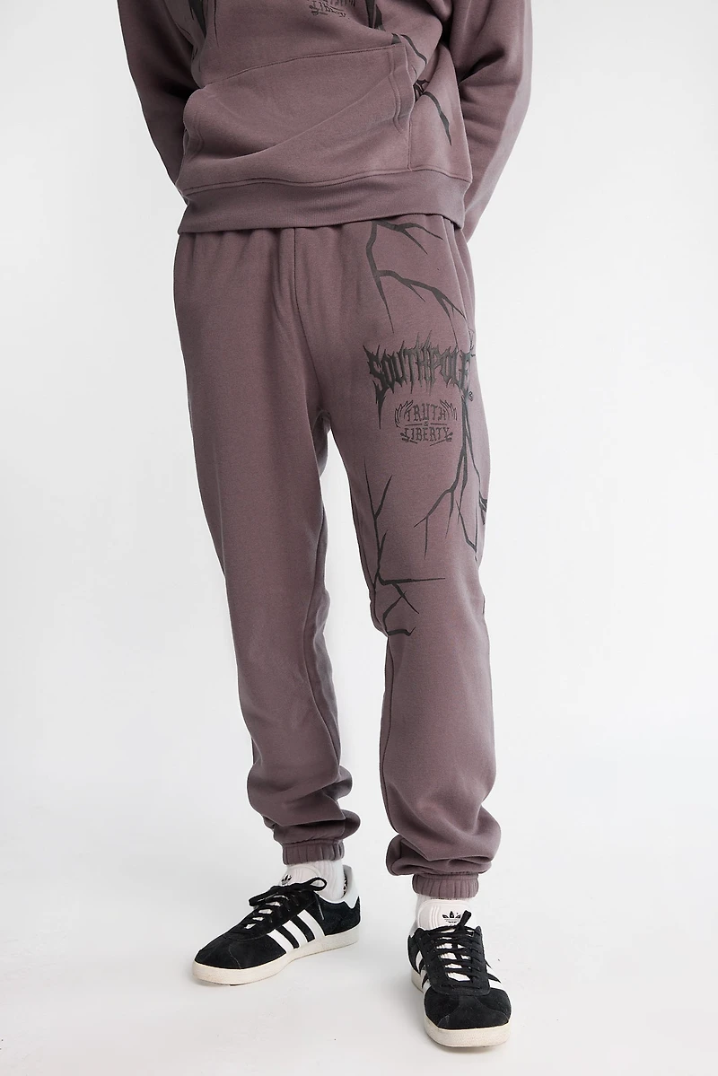 South Pole Gothic Puff Print Graphic Cinched Sweatpants