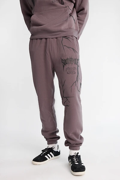 South Pole Gothic Puff Print Graphic Cinched Sweatpants