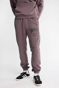 South Pole Gothic Puff Print Graphic Cinched Sweatpants