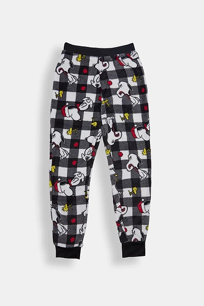 Girls' Peanuts Plaid Plush Pajama Jogger