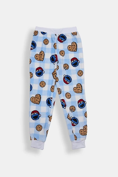 Girls' Sesame Street Cookie Monster Plush Pajama Jogger