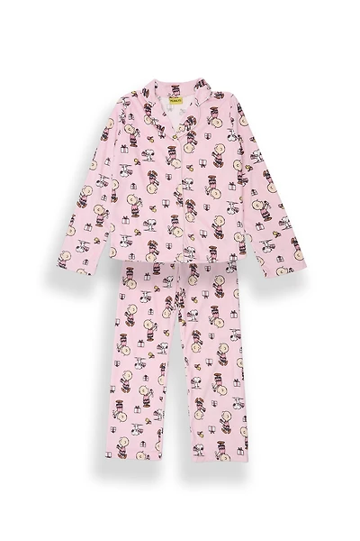 Ensemble chemise et pantalon pyjama coupe Dad en velours Peanuts cadeaux pour fille