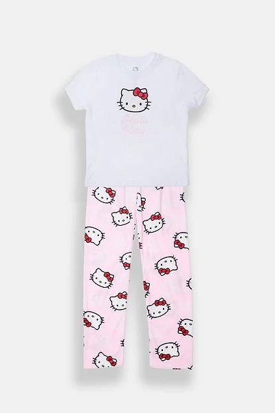 Girls' Hello Kitty Pajama Tee & Pants 2-Piece Set