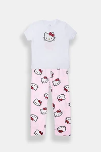 Girls' Hello Kitty Pajama Tee & Pants 2-Piece Set