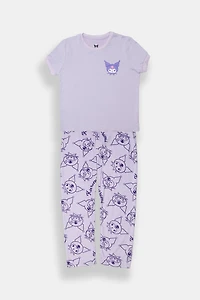 Girls' Kuromi Pajama Tee & Pants 2-Piece Set