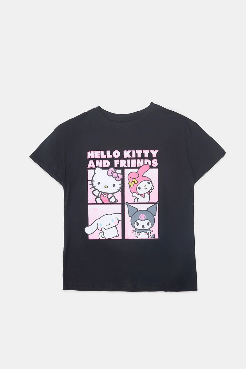 Girls' Hello Kitty And Friends Poster Glitter Graphic Classic Tee