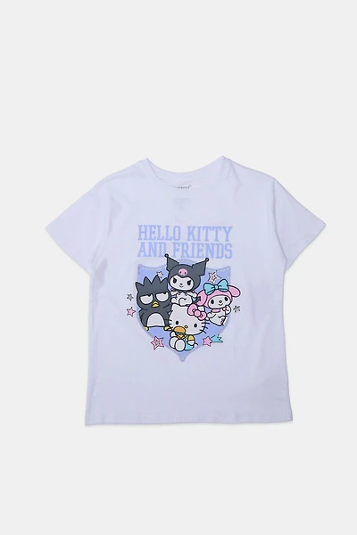 Girls' Hello Kitty And Friends Crest Glitter Graphic Classic Tee