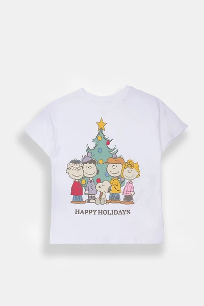 Girls' Peanuts Snoopy Happy Holidays Graphic Classic Tee