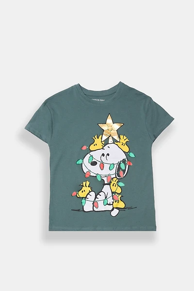 Girls' Peanuts Snoopy Lights Graphic Classic Tee