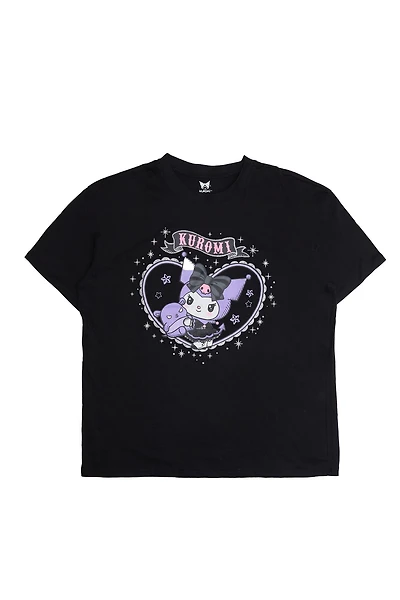 T-shirt décontracté imprime? graphique Kuromi Heart