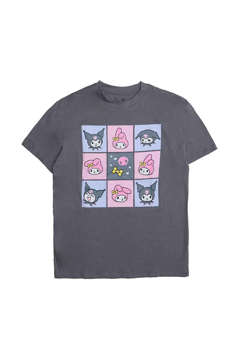 T-shirt décontracté imprimé graphique Kuromi And My Melody