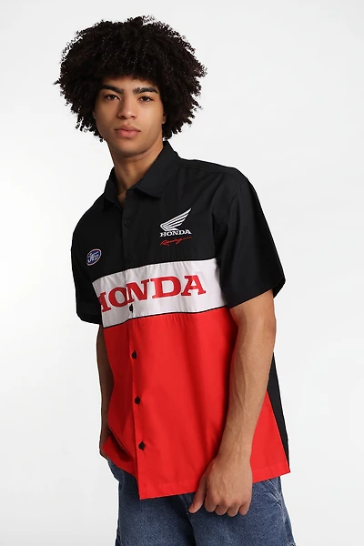 Honda Racing Embroidered Patch Button-Up Workshirt