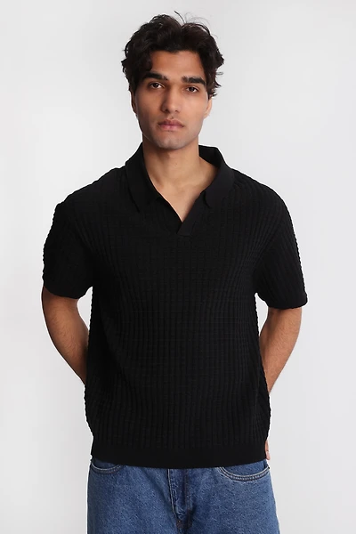AERO Waffle Knit Sweater Polo