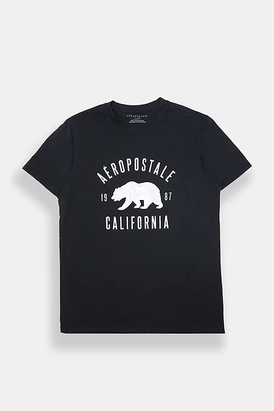 Aéropostale 87 Camouflage Bear Graphic Oversized Tee