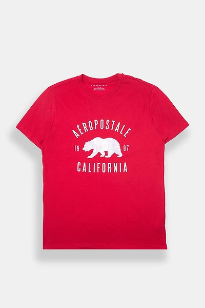 Aéropostale 87 Camouflage Bear Graphic Oversized Tee