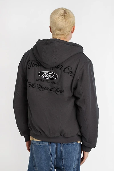 Ford Motor Co. Embroidered Cotton Canvas Hooded Workwear Jacket
