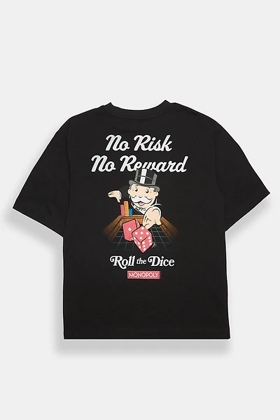 Monopoly No Risk Reward Graphic Oversized Tee