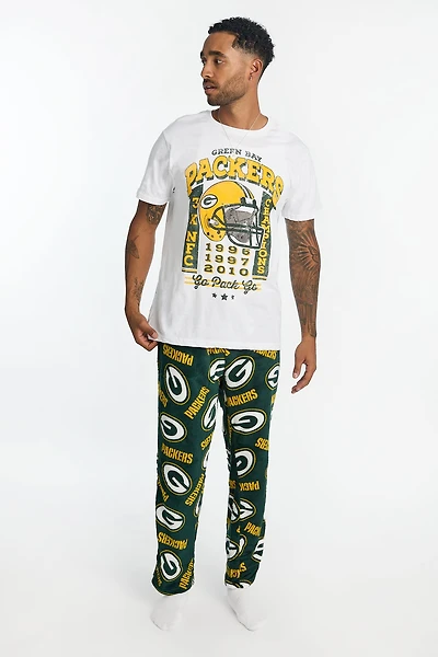 Green Bay Packers Graphic Tee And Plush Pants Pajama 2-Piece Set