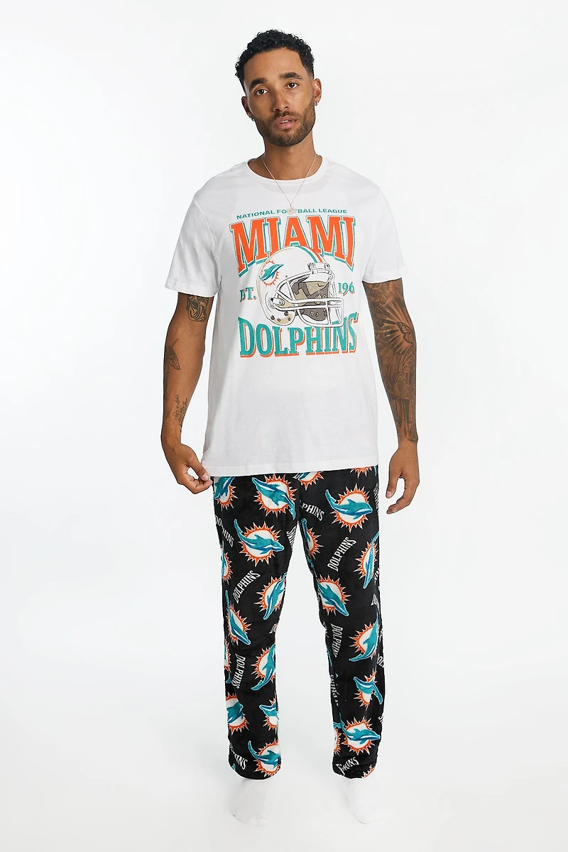 Miami Dolphins Graphic Tee And Plush Pants Pajama 2-Piece Set