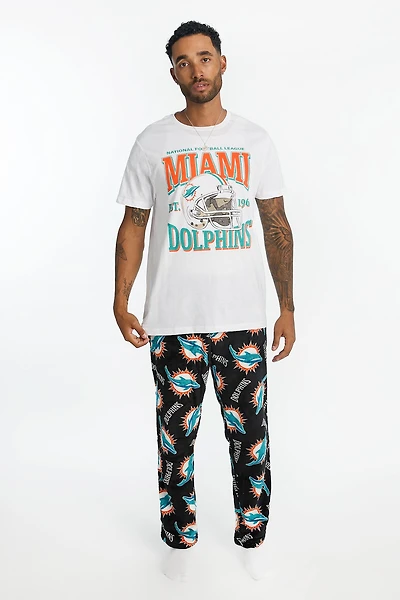 Miami Dolphins Graphic Tee And Plush Pants Pajama 2-Piece Set