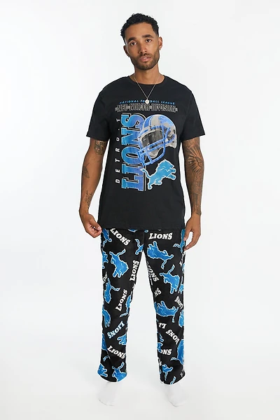 Detroit Lions Graphic Tee And Plush Pants Pajama 2-Piece Set