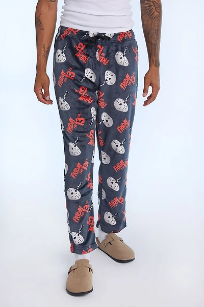 Friday The 13th Printed Plush Pajama Pants