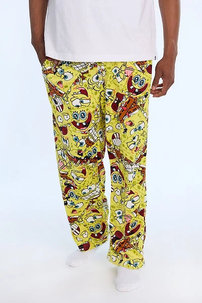 SpongeBob Funny Faces Fleece Pajama Pants