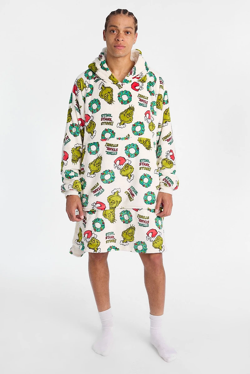 The Grinch Stink Stank Stunk Printed Oversized Blanket Hoodie