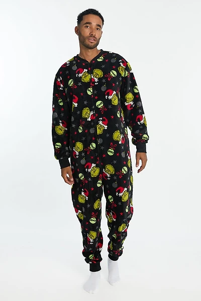 The Grinch Ornaments Printed Plush Crew Neck Onesie