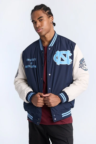 Blouson universitaire boutonne?e a? l'avant imprime? graphique University of North Carolina