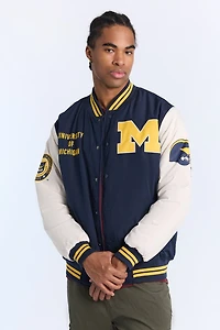 Blouson universitaire boutonne?e a? l'avant imprime? graphique University of Michigan